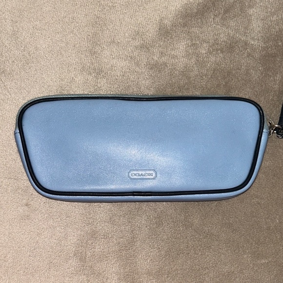 Coach Y2K Soft Leather Eyeglass Case in Glacier Blue and black trim - Picture 1 of 10